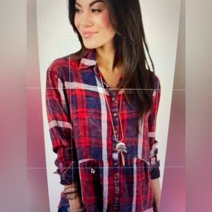 Free people, easy street tunic flannel